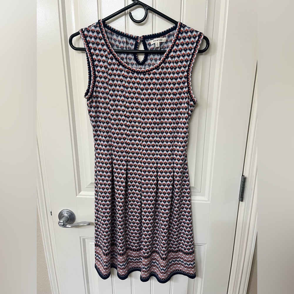 Max Studio Pink and Black Geometric Midi Dress